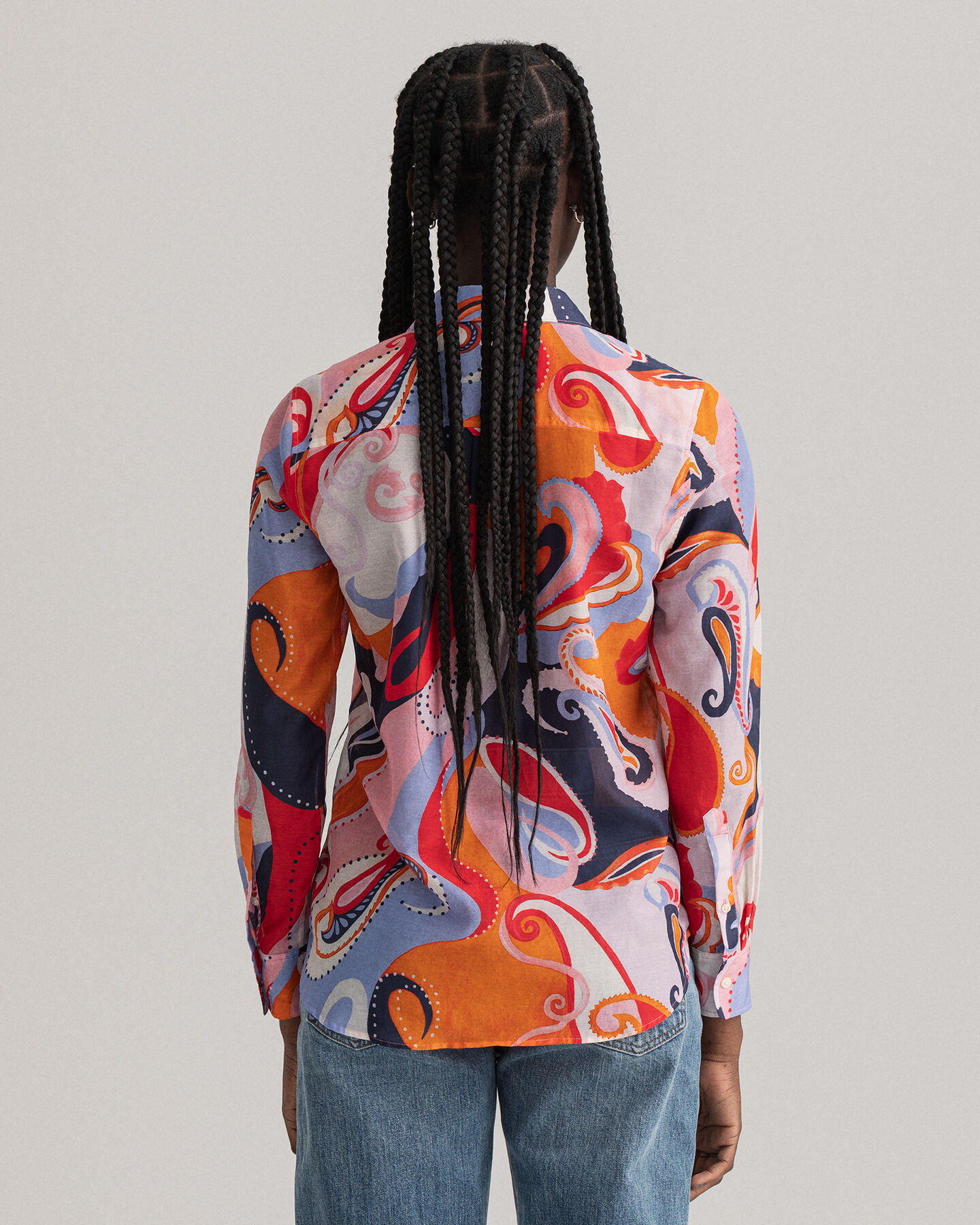 Chemise regular fit en coton et soie &agrave; motif cachemire