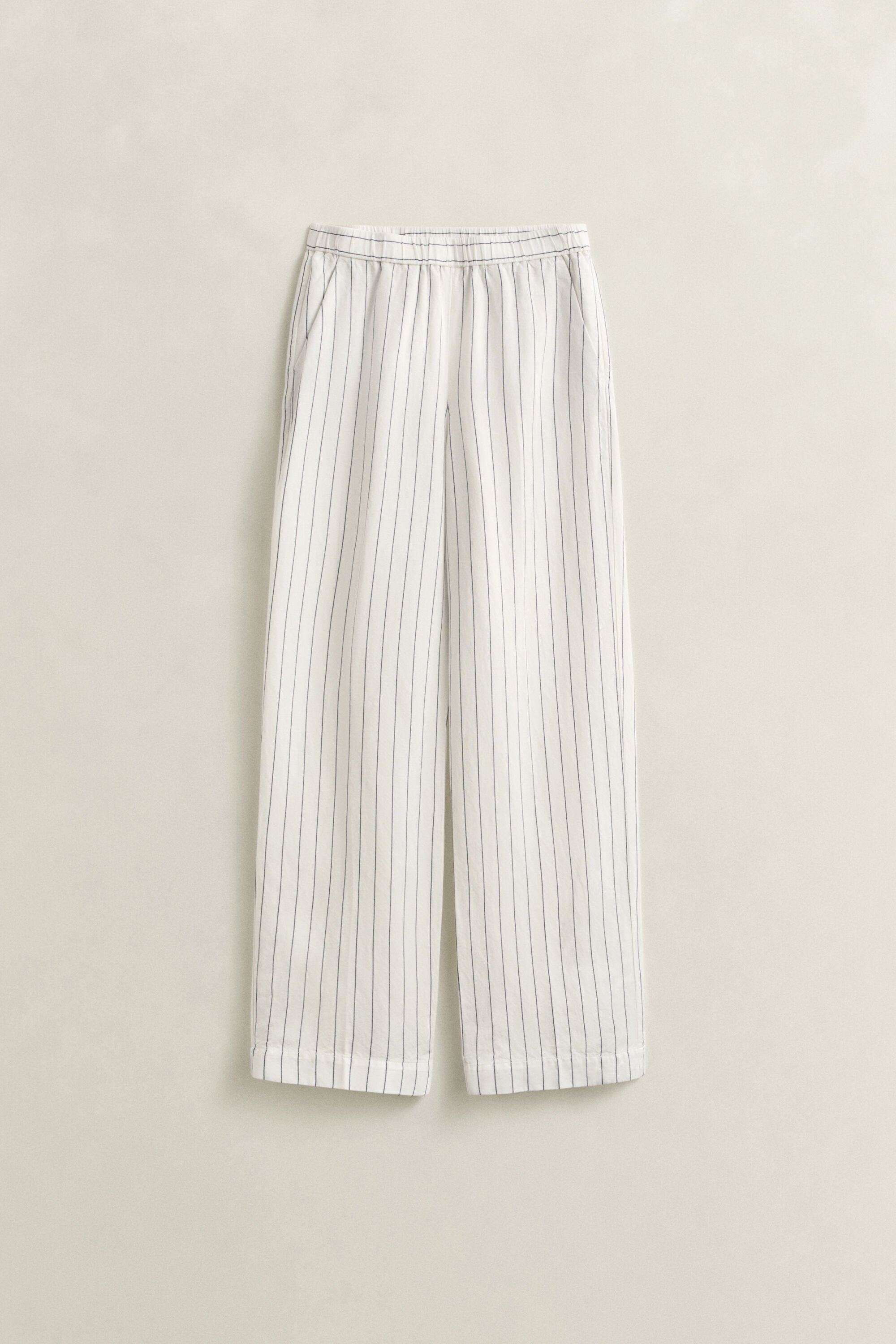 Pantalon en lin mélangé à rayures