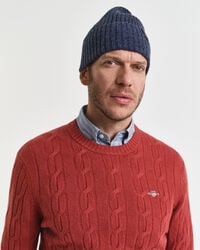 Pull col rond en maille torsadée en laine d'agneau