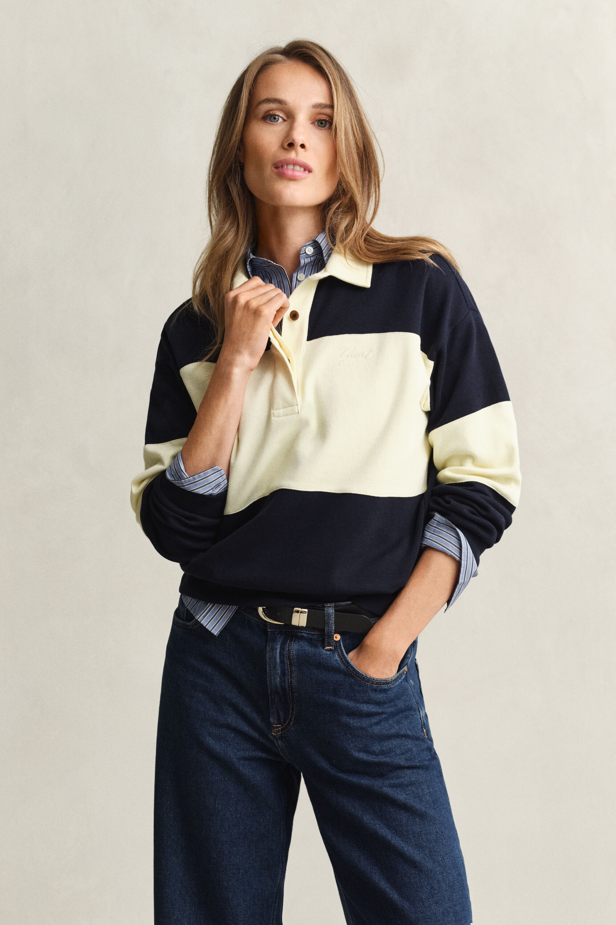 Rugger en piqué texturé à colour-block