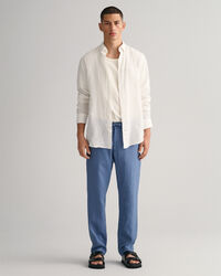 Pantalon relaxed fit en lin avec cordon de serrage