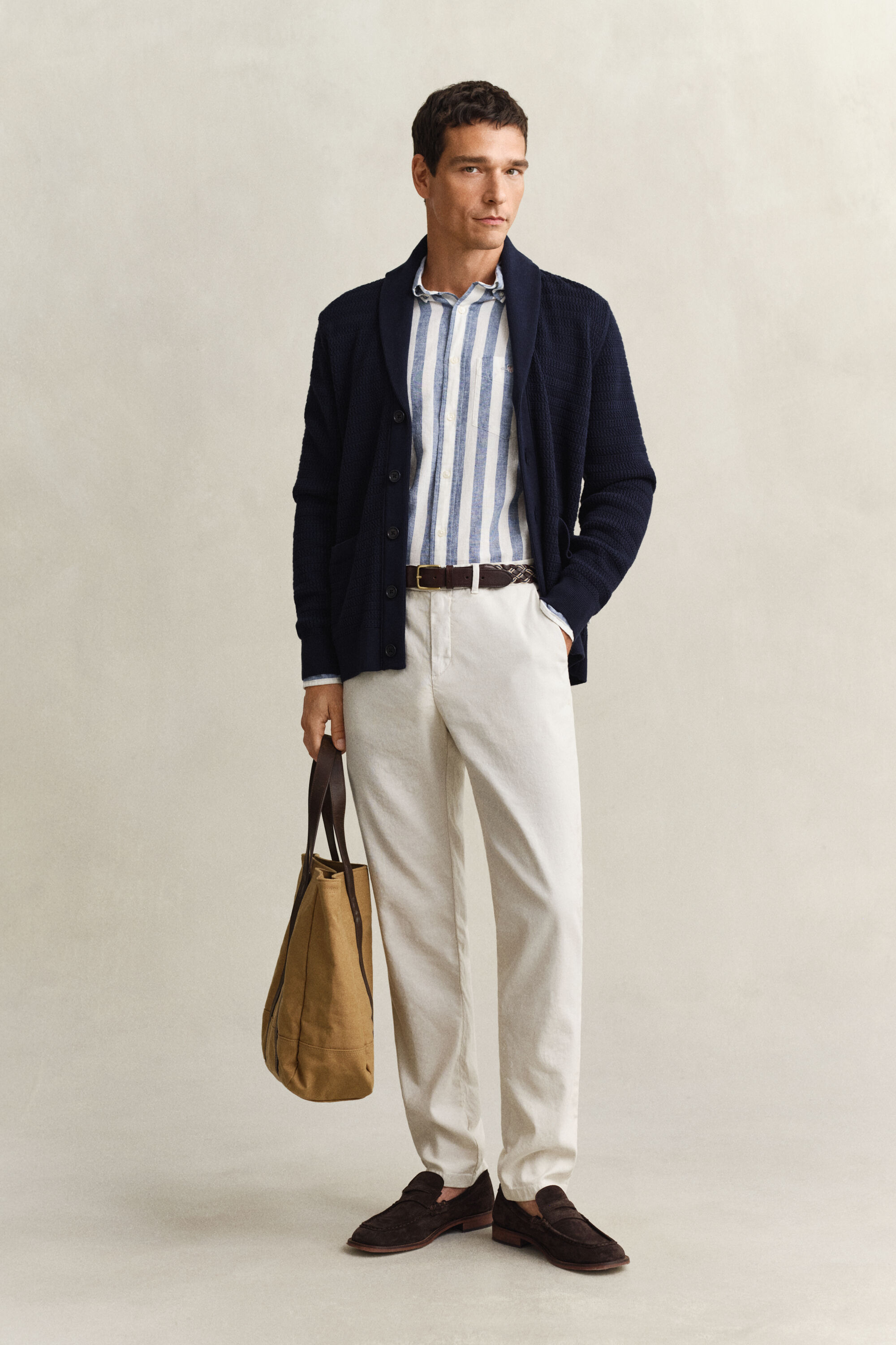 Cardigan à col châle en maille torsadée