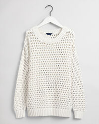 Pull ras du cou &agrave; maille ouverte