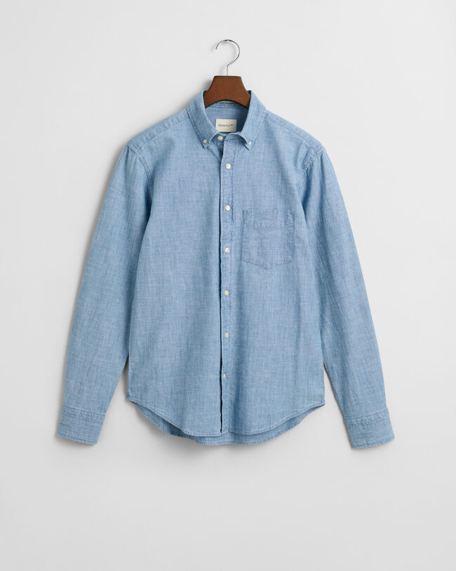 Chemise regular fit en chambray indigo