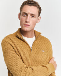 Pull à demi-zip en coton texturé