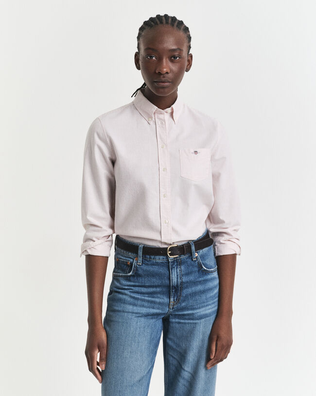 Chemise coupe regular classique en coton Oxford à rayures