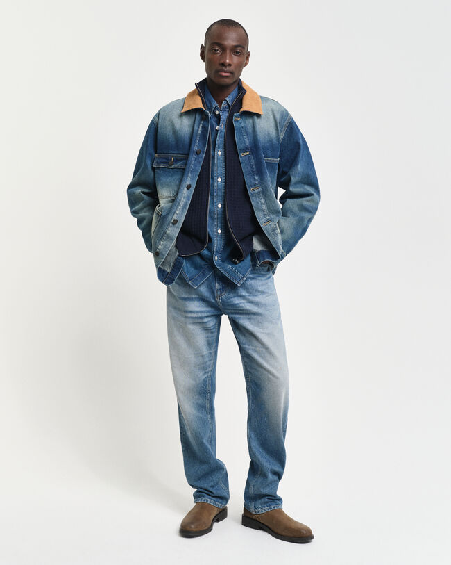 Cardigan zippé en coton Textured