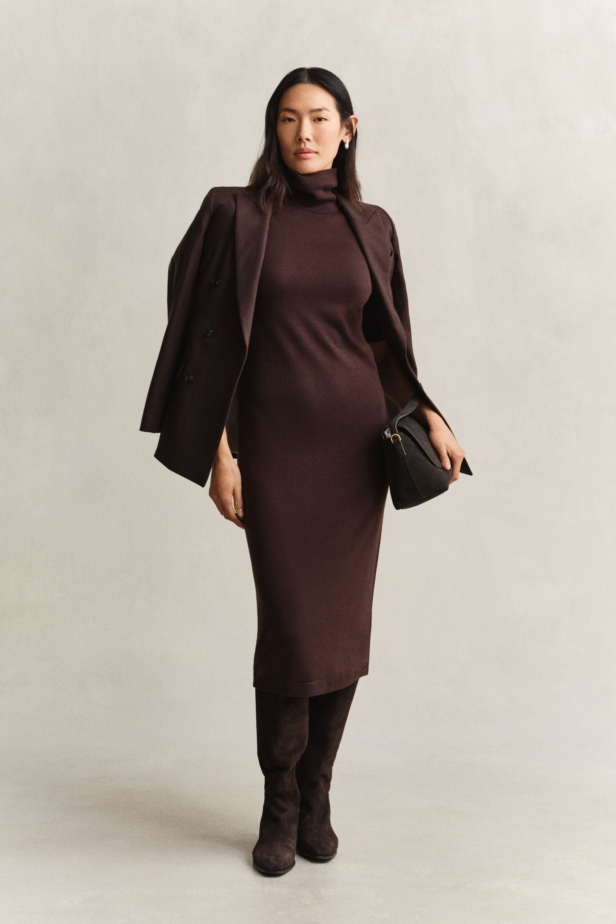 Robe en laine mérinos à col roulé