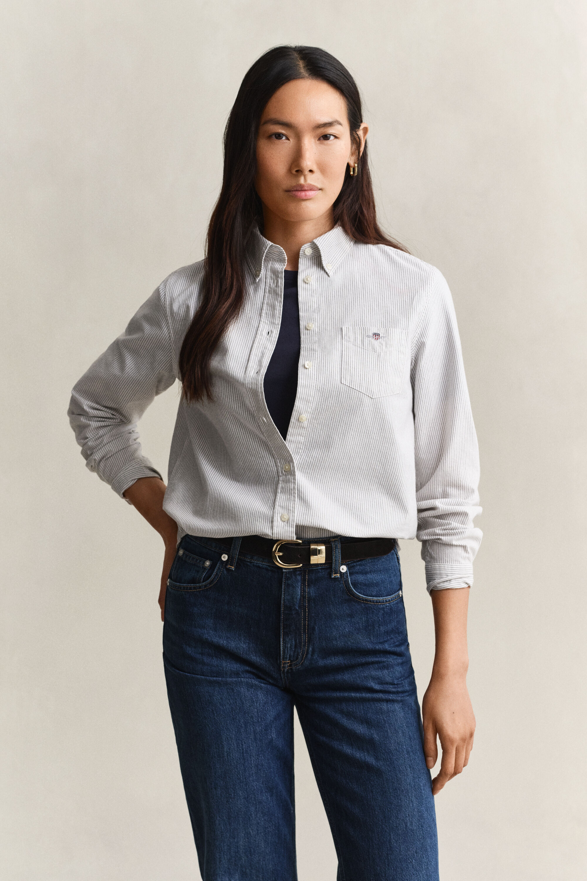 Chemise en coton Oxford classique à rayures