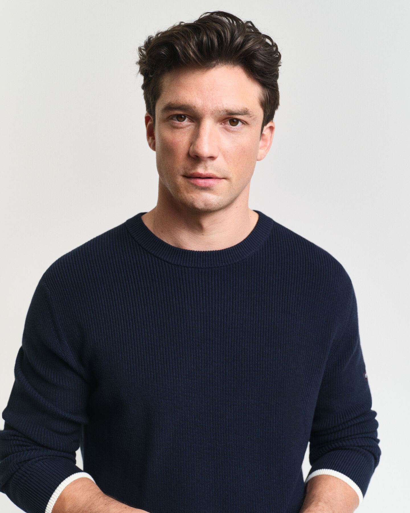 Pull ras du cou en coton côtelé