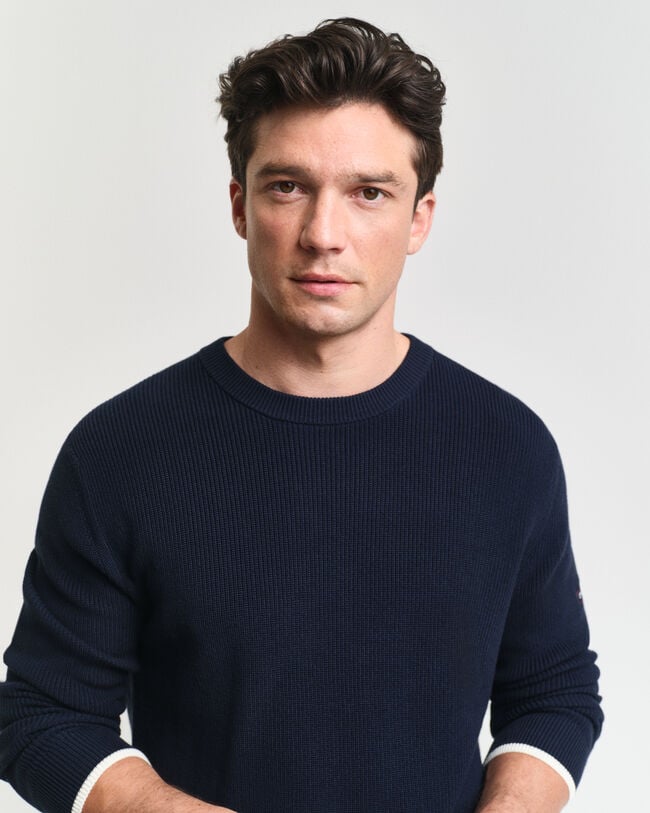 Pull ras du cou en coton côtelé