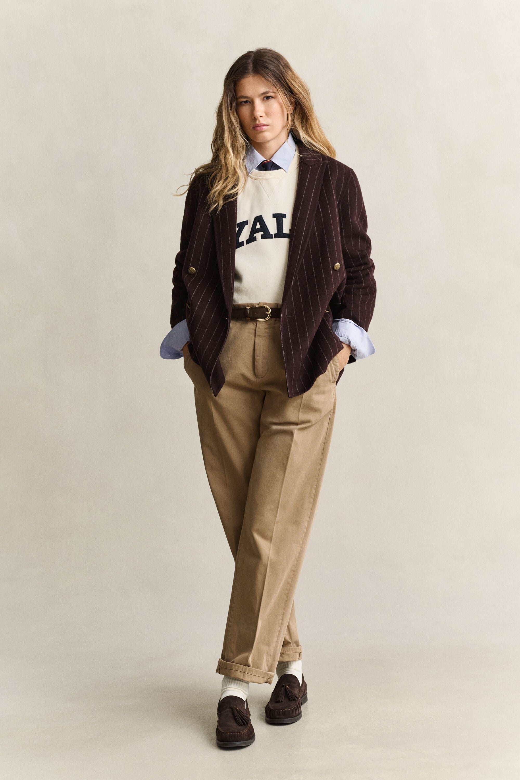 Veste Blazer à rayures tennis cousue main Gant x Yale