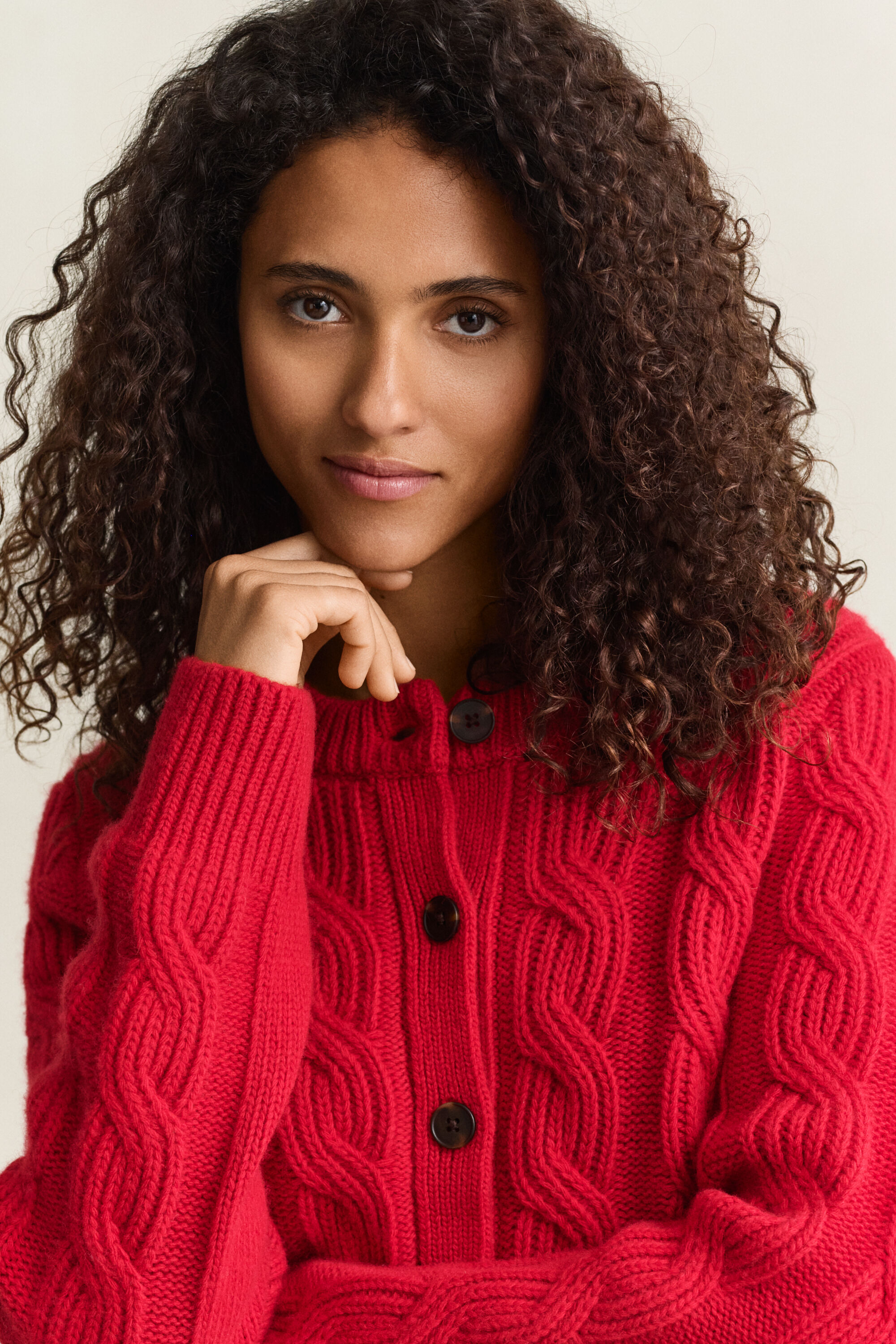 Cardigan en maille torsadée de laine mélangée