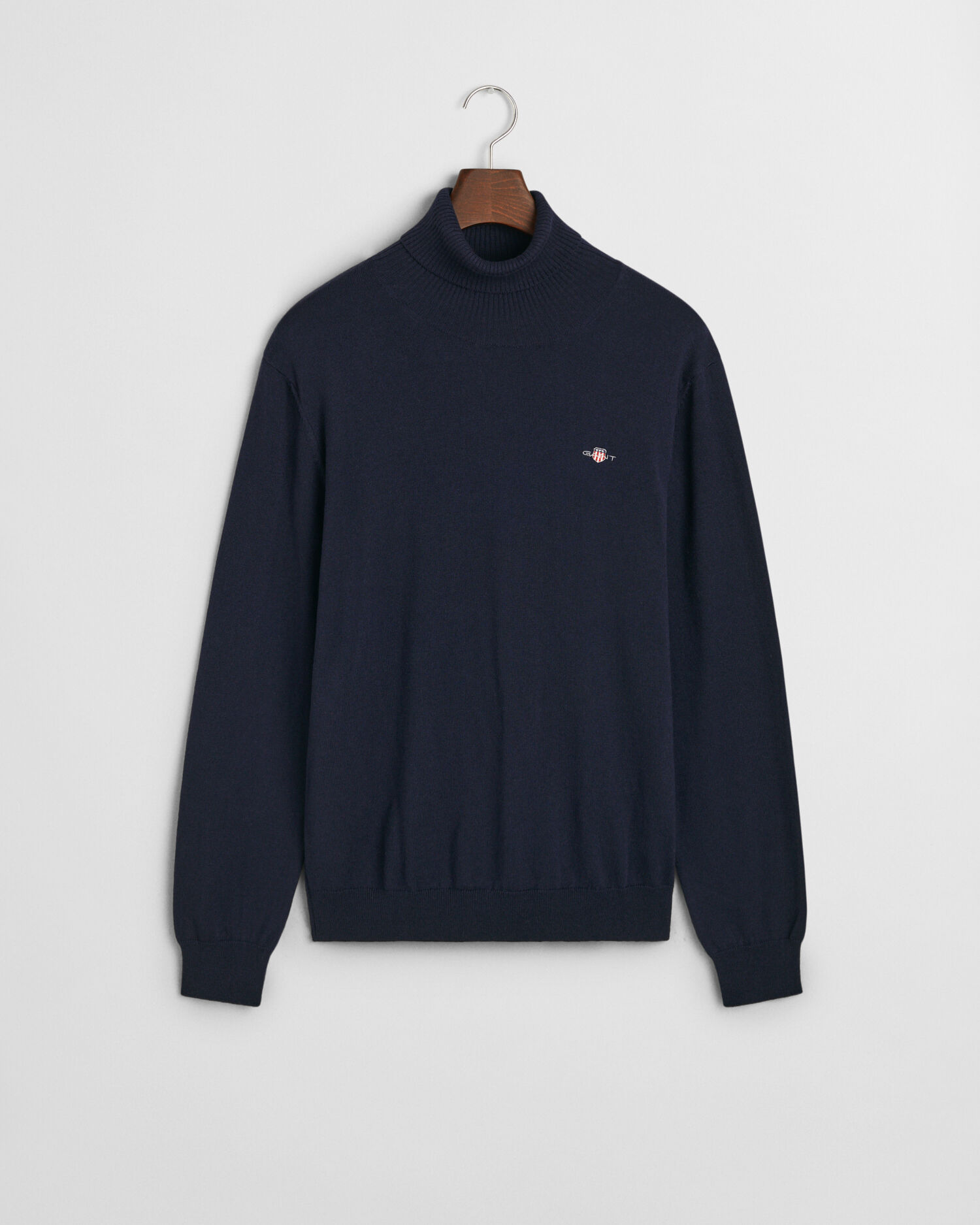 Pull col roulé en coton et laine