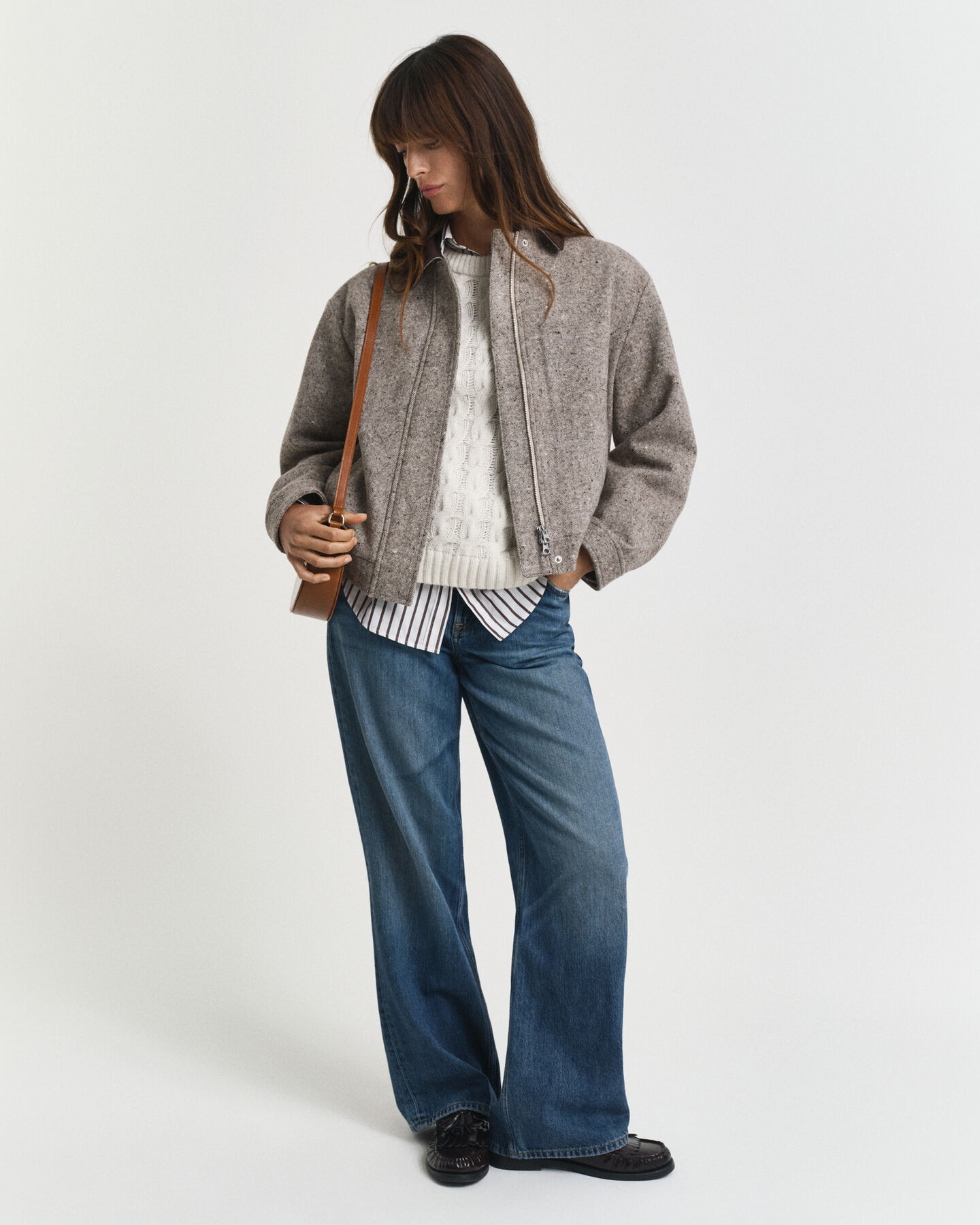 Veste en laine avec col contrastant