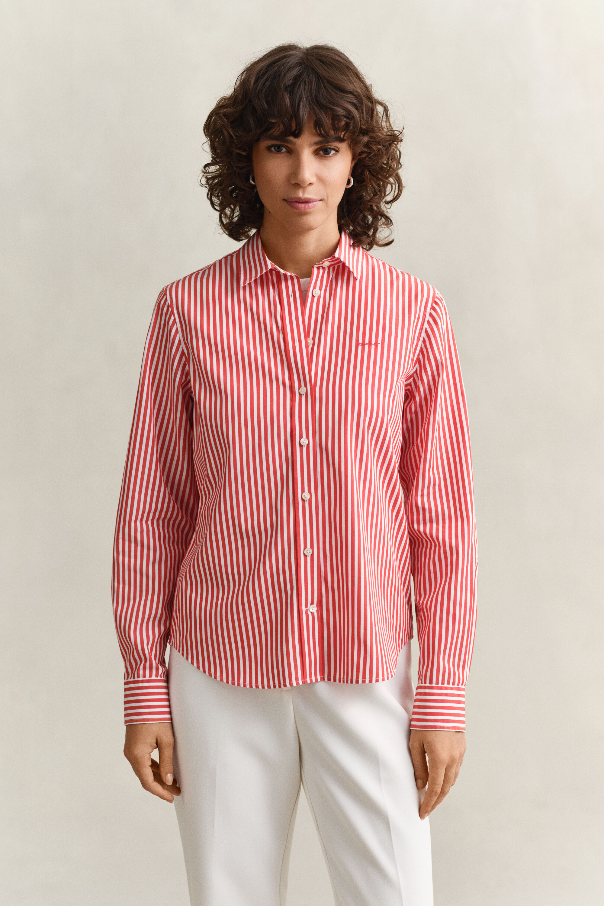 Chemise classique coupe regular en popeline à rayures