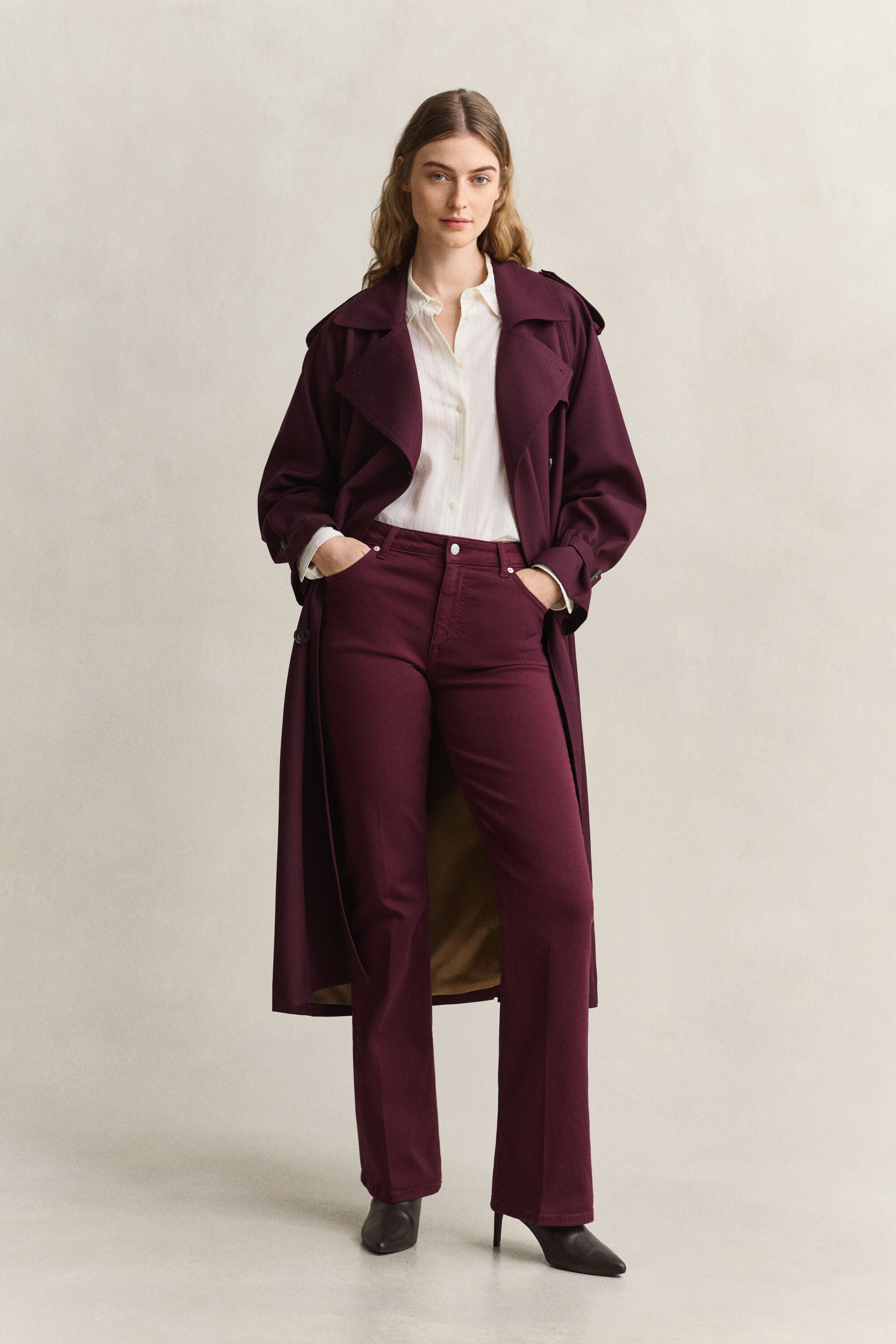 Trench-coat en laine mélangée