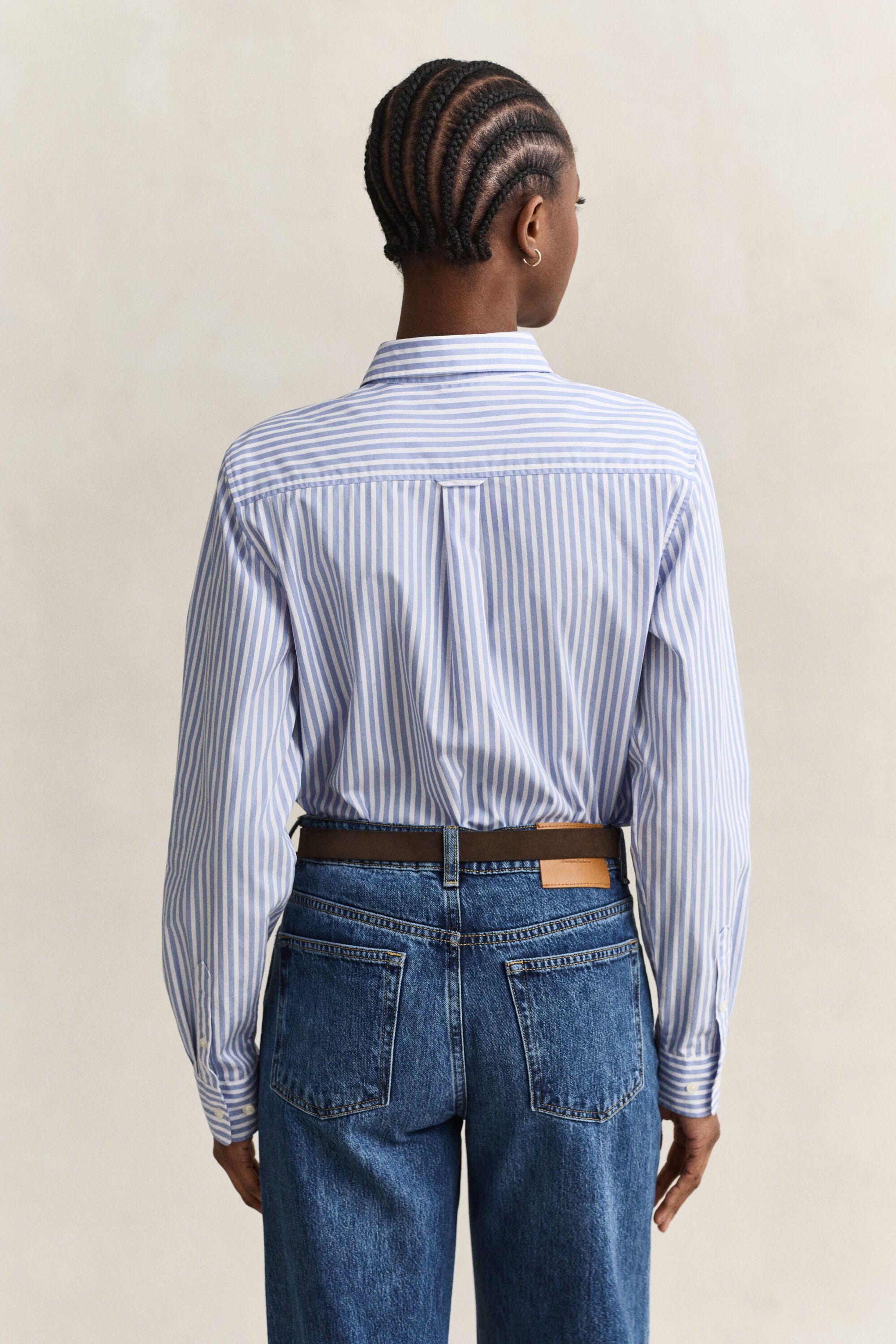 Chemise classique coupe regular en popeline à rayures