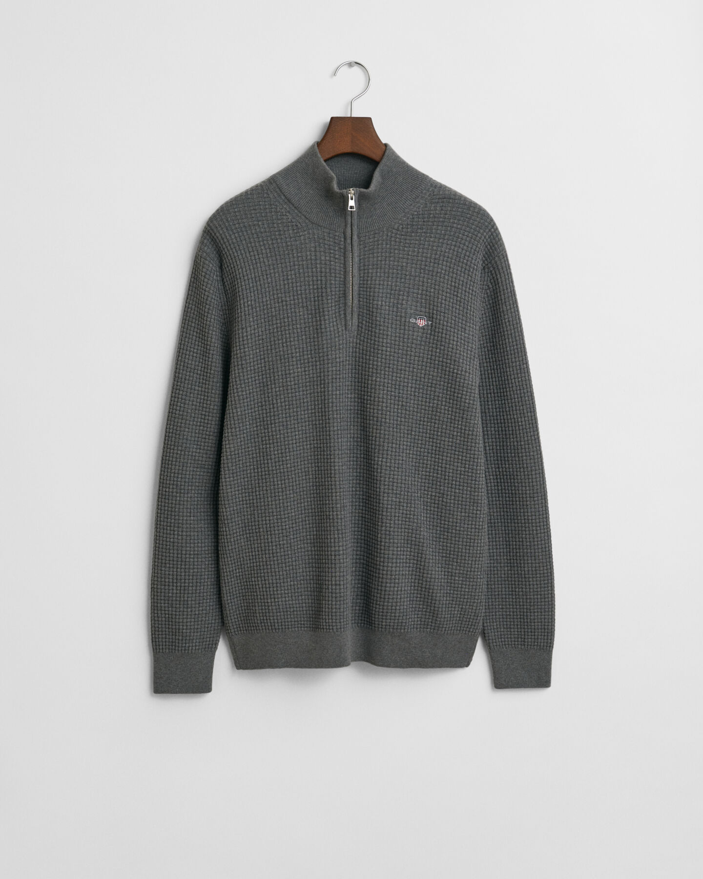 Pull à demi-zip en coton texturé