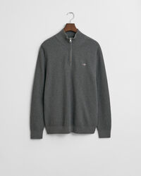 Pull à demi-zip en coton texturé