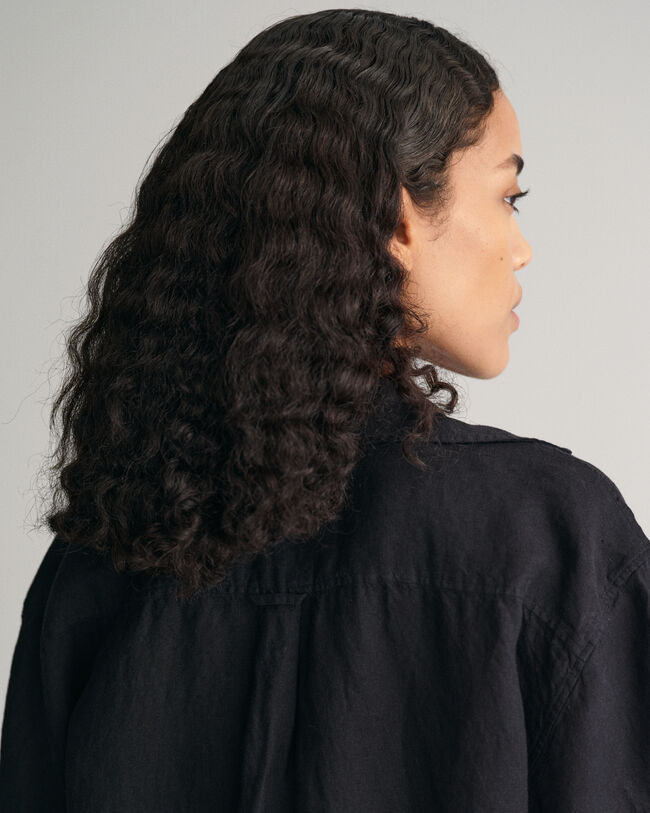 Chemise relaxed fit en lin &agrave; manches courtes Popover