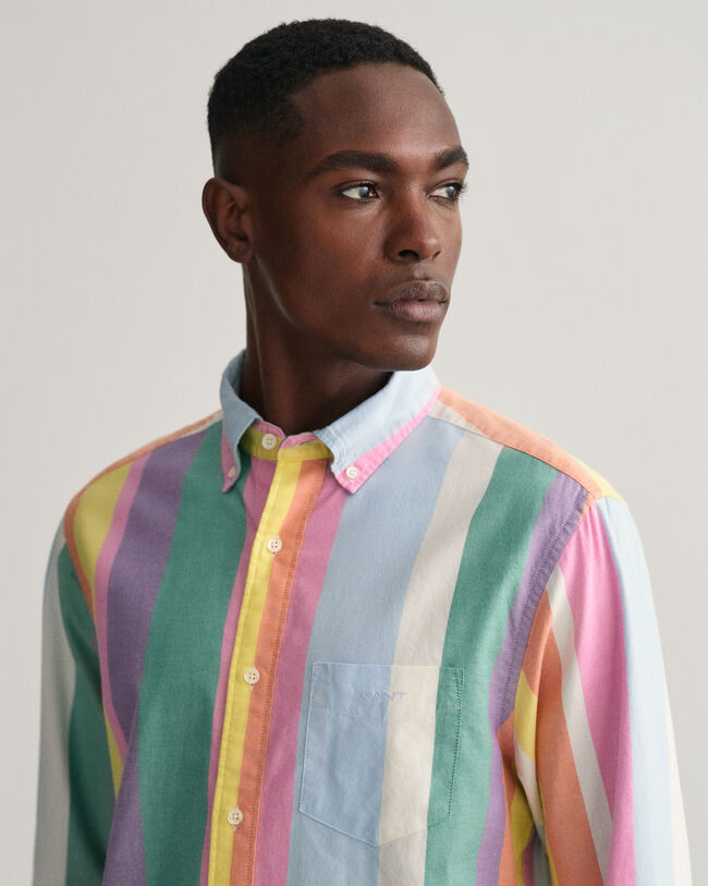 Chemise regular fit en coton Oxford &agrave; rayures multicolores