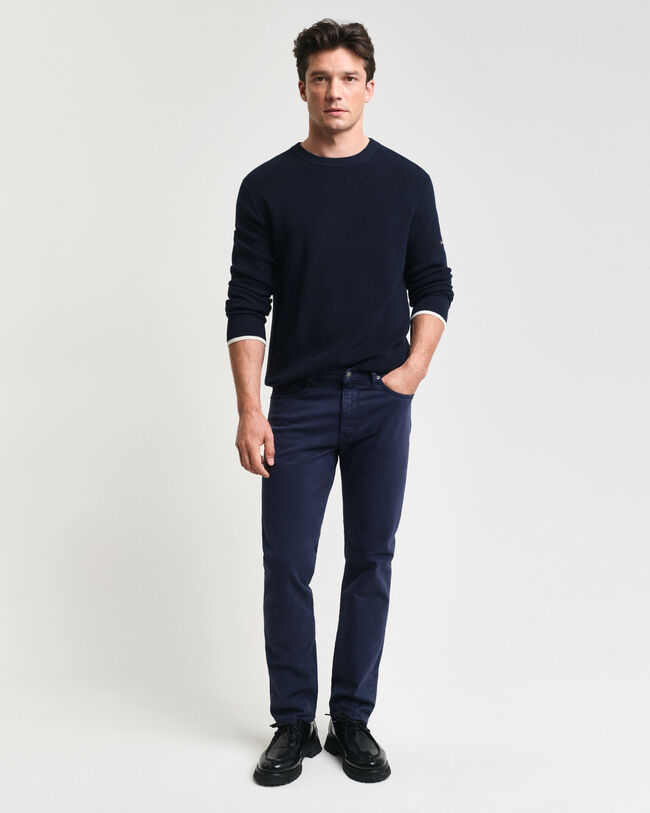 Pull ras du cou en coton côtelé