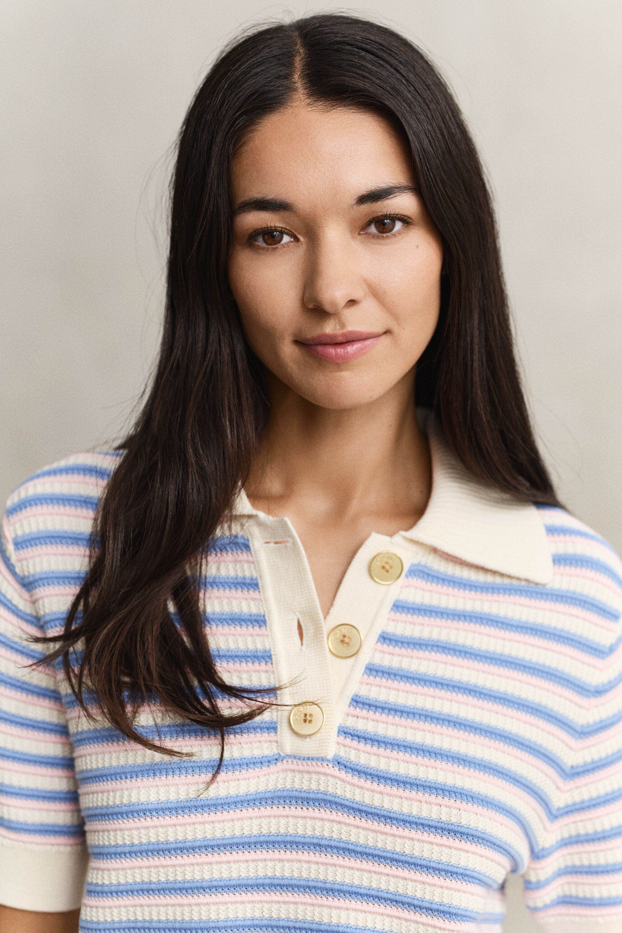 Haut texturé à rayures multicolores