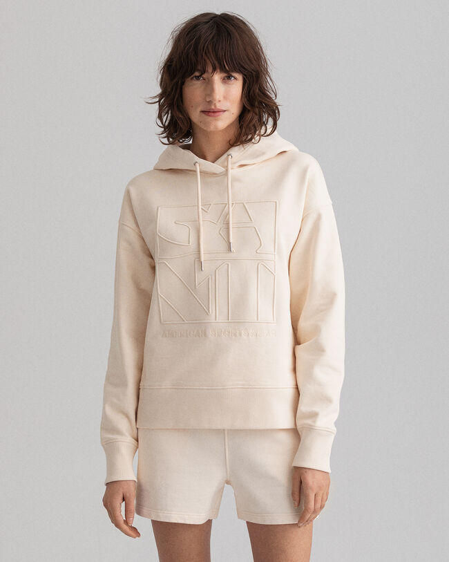 Sweat &agrave; capuche avec broderie Tonal Quadrat