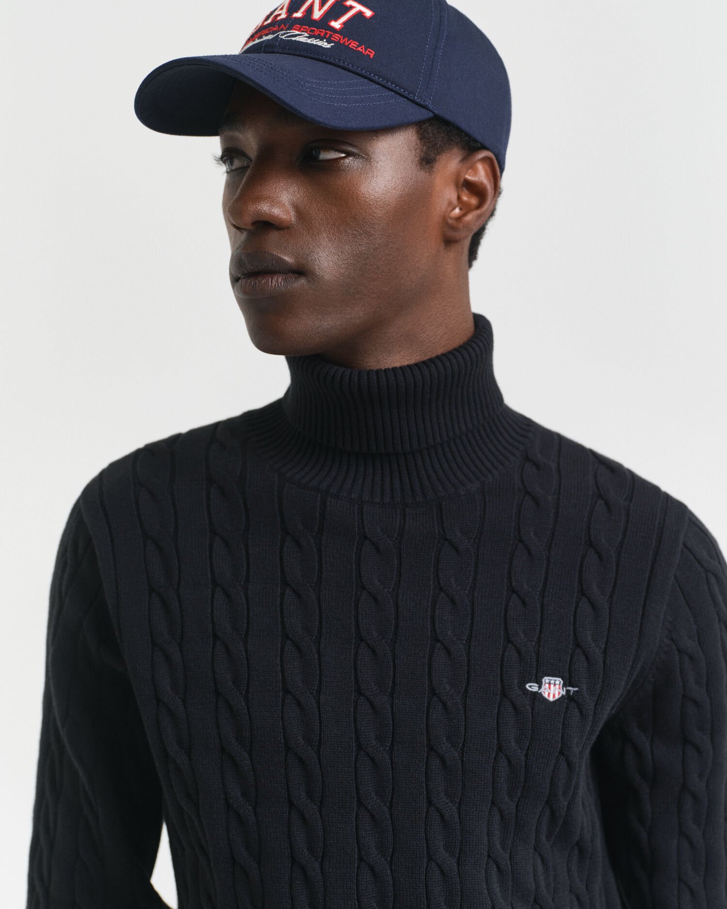 Pull col roulé en maille torsadée de coton