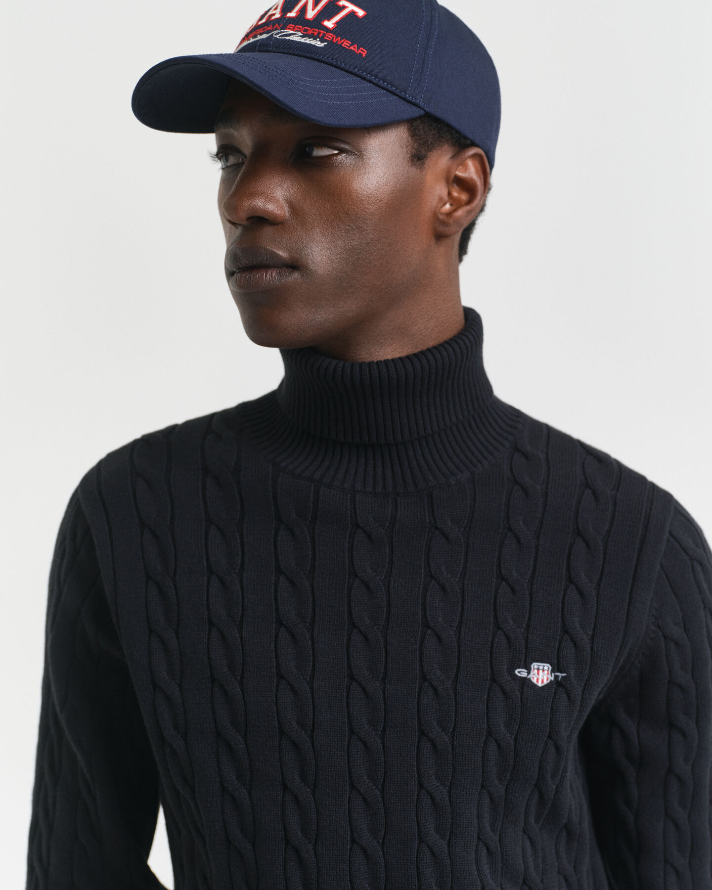 Pull col roulé en maille torsadée de coton