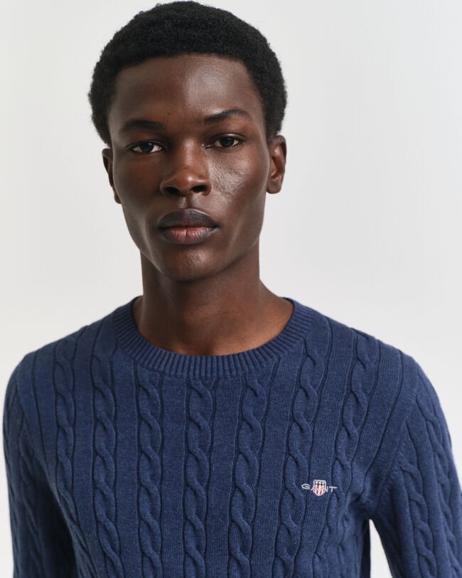 Pull col rond en maille de coton torsadée