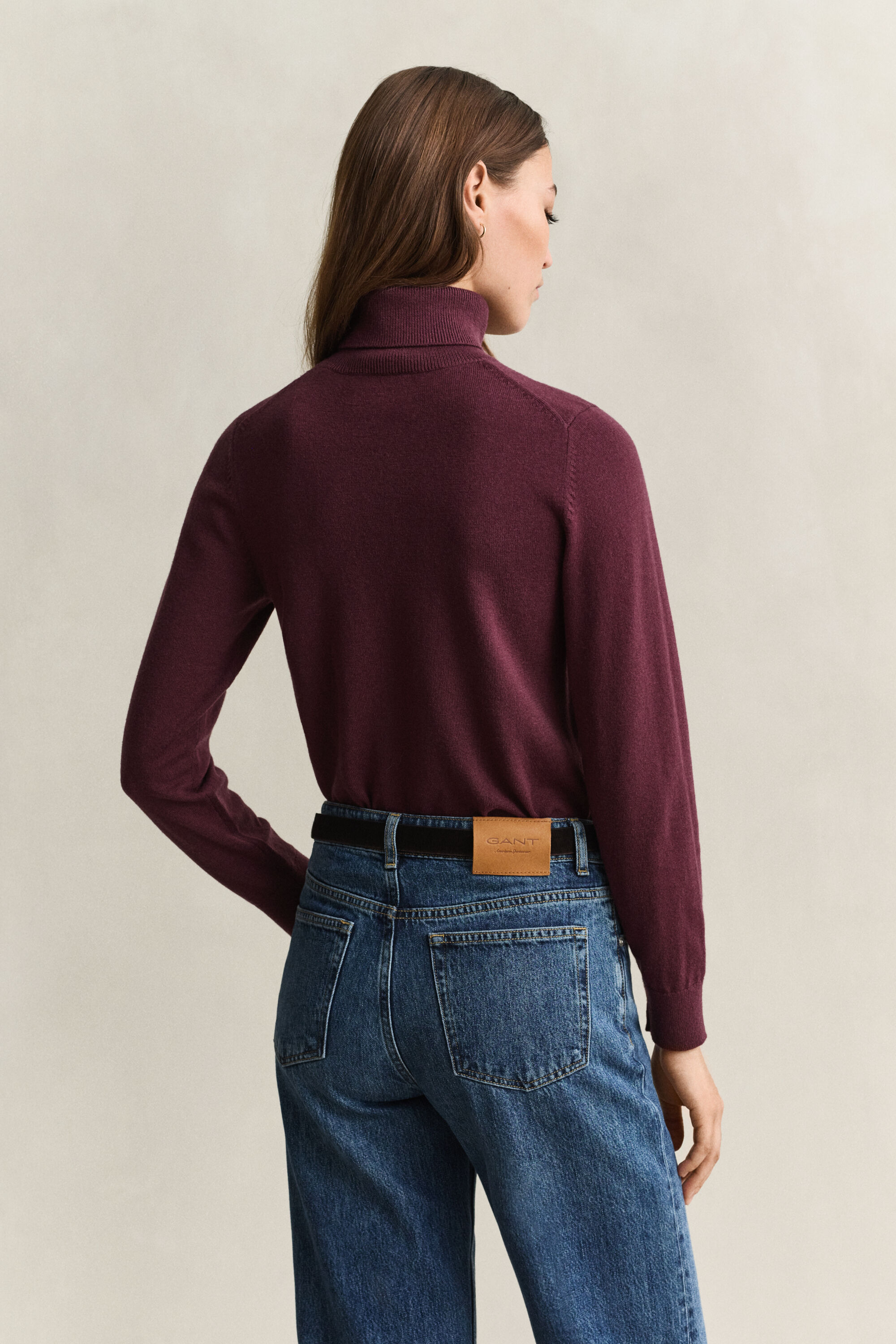 Pull col roulé en laine et coton