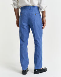 Pantalon de costume coupe slim en coton et lin