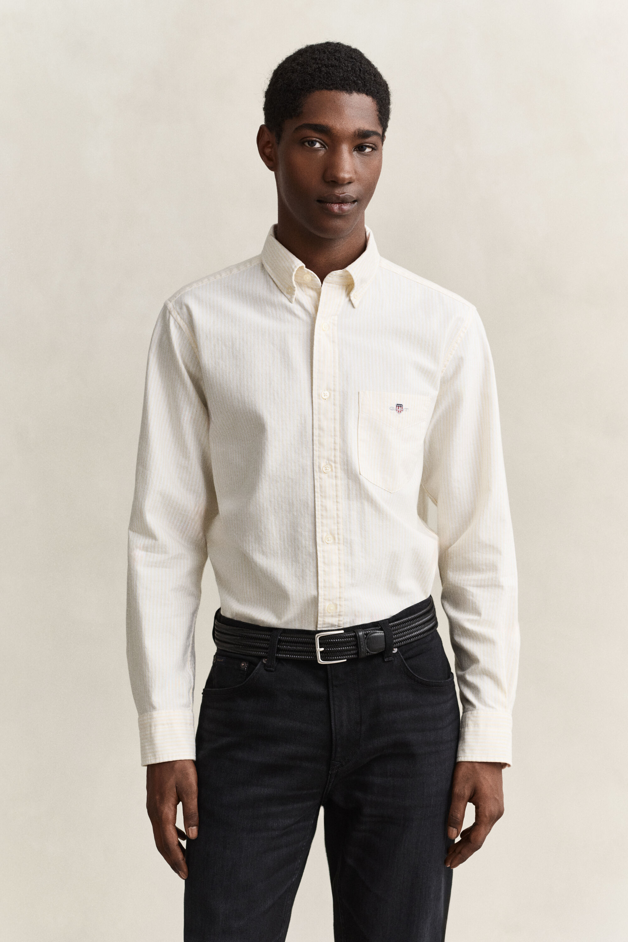 Chemise en coton Oxford classique à rayures Banker