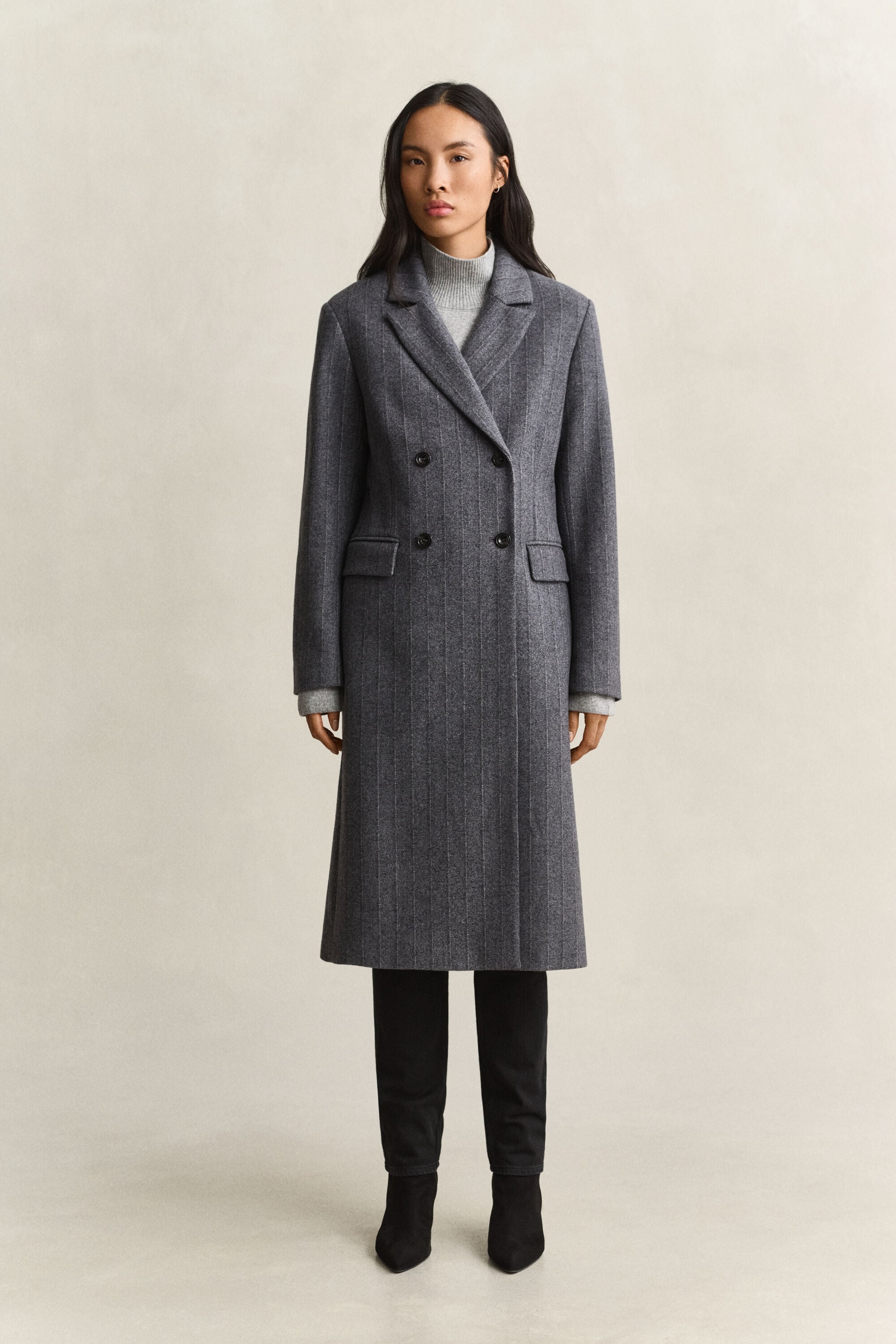Manteau en laine mélangée à rayures
