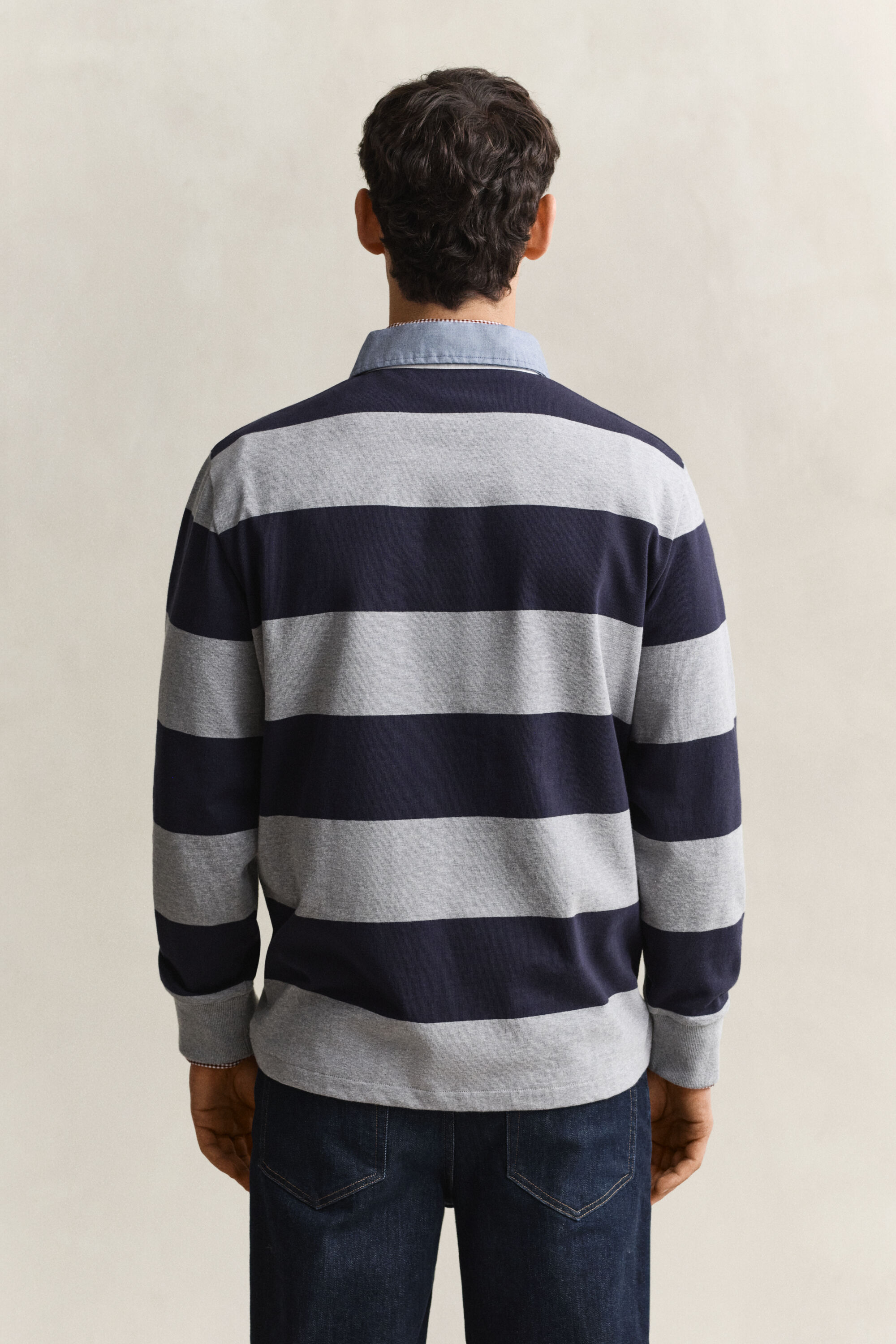 Heavy Rugger à rayures avec col en chambray