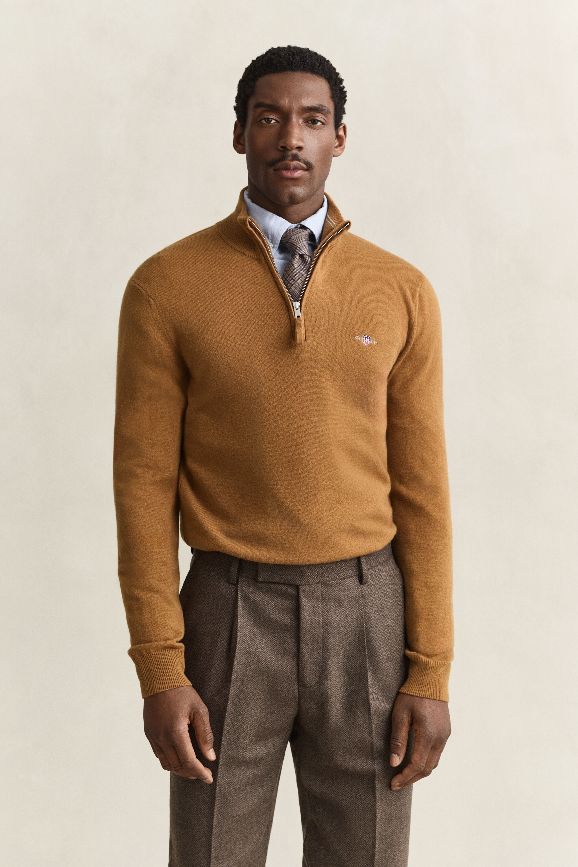 Pull à demi-zip en laine d’agneau