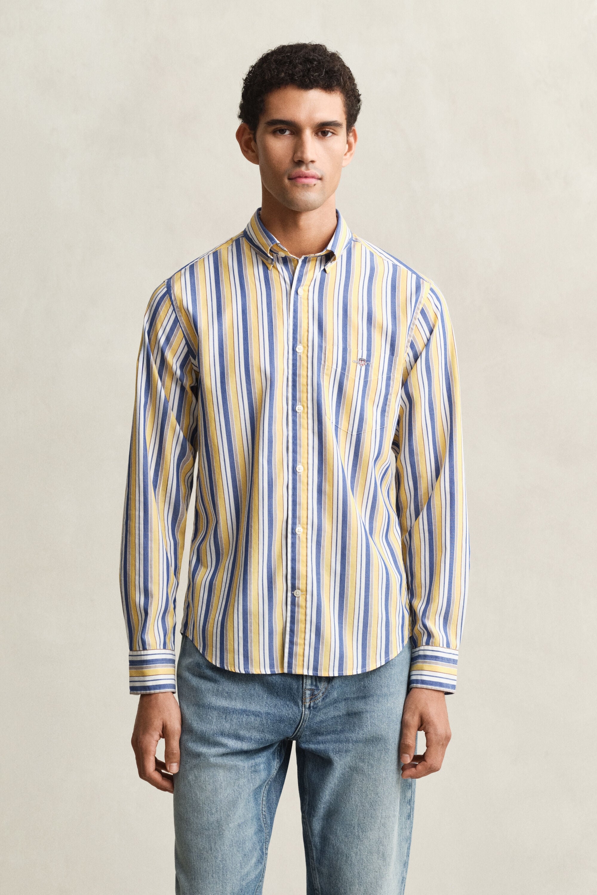 Chemise coupe regular en popeline à rayures