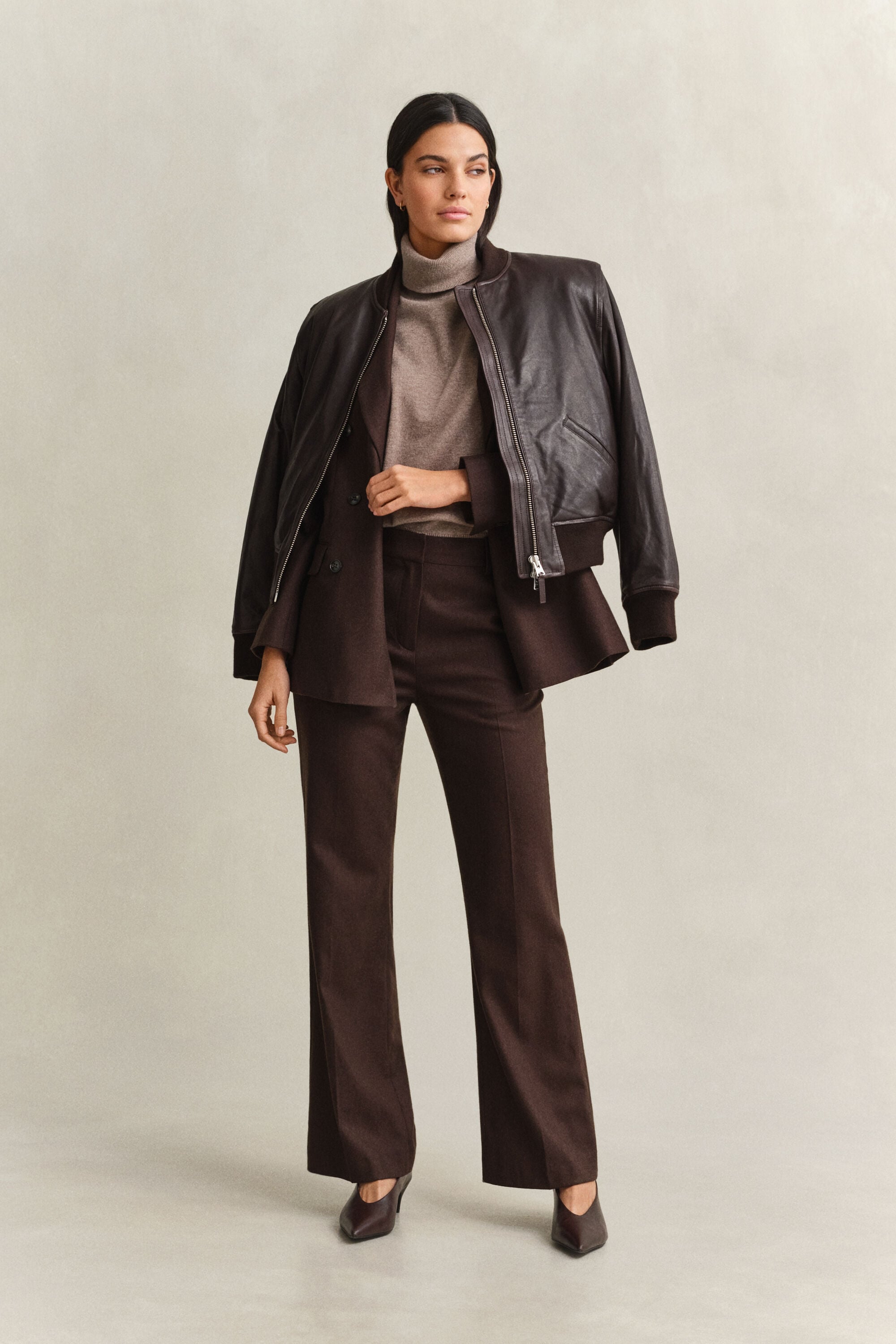Pantalon coupe slim évasé en flanelle