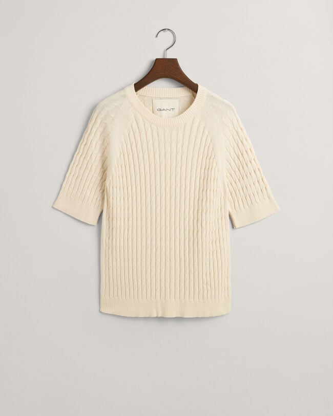 Pull en maille torsad&eacute;e &agrave; manches mi-longues