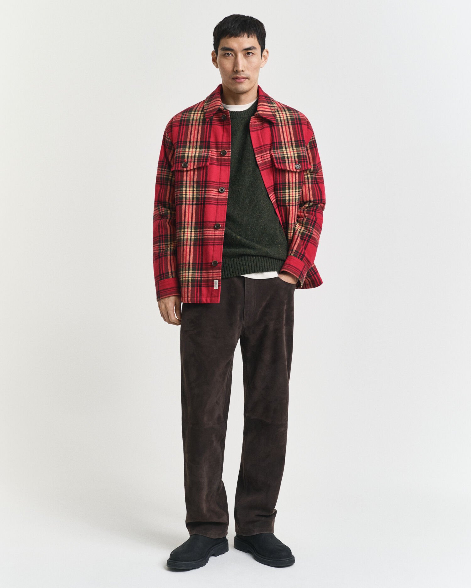 Pull col rond en laine mélangée mouchetée