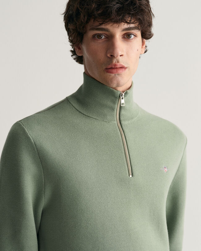 Pull &agrave; demi-zip en coton Milano Knit