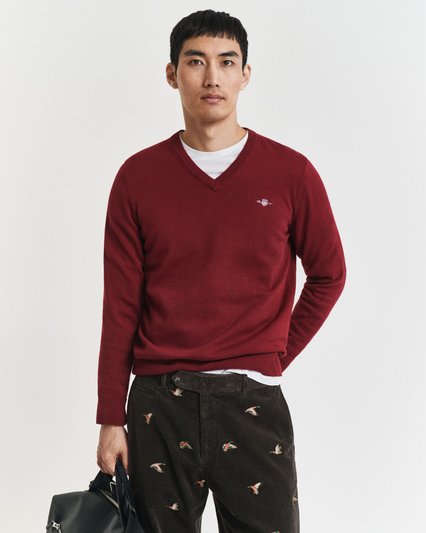 Pull col V en coton classique