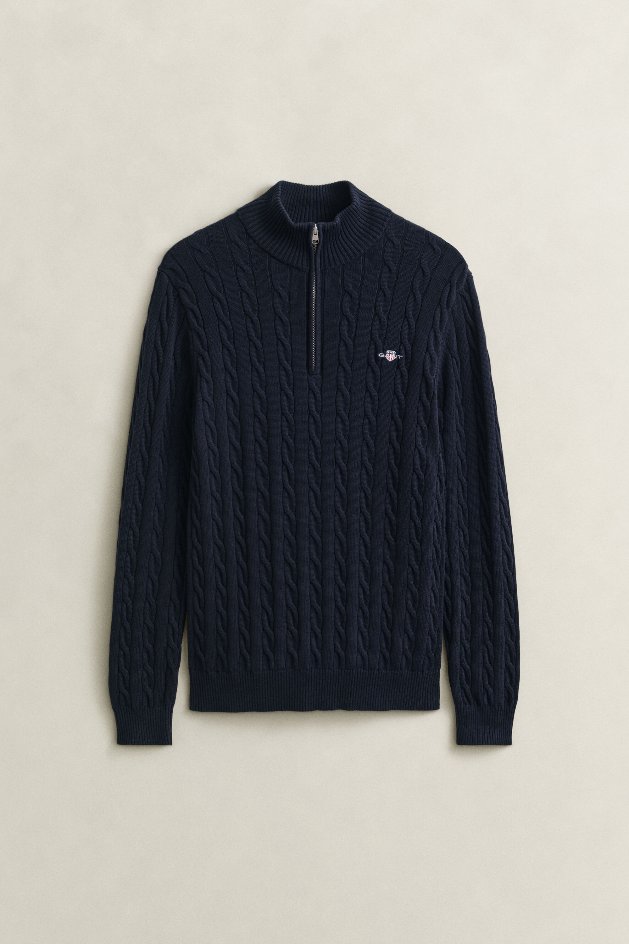 Pull à demi-zip en maille de coton torsadée