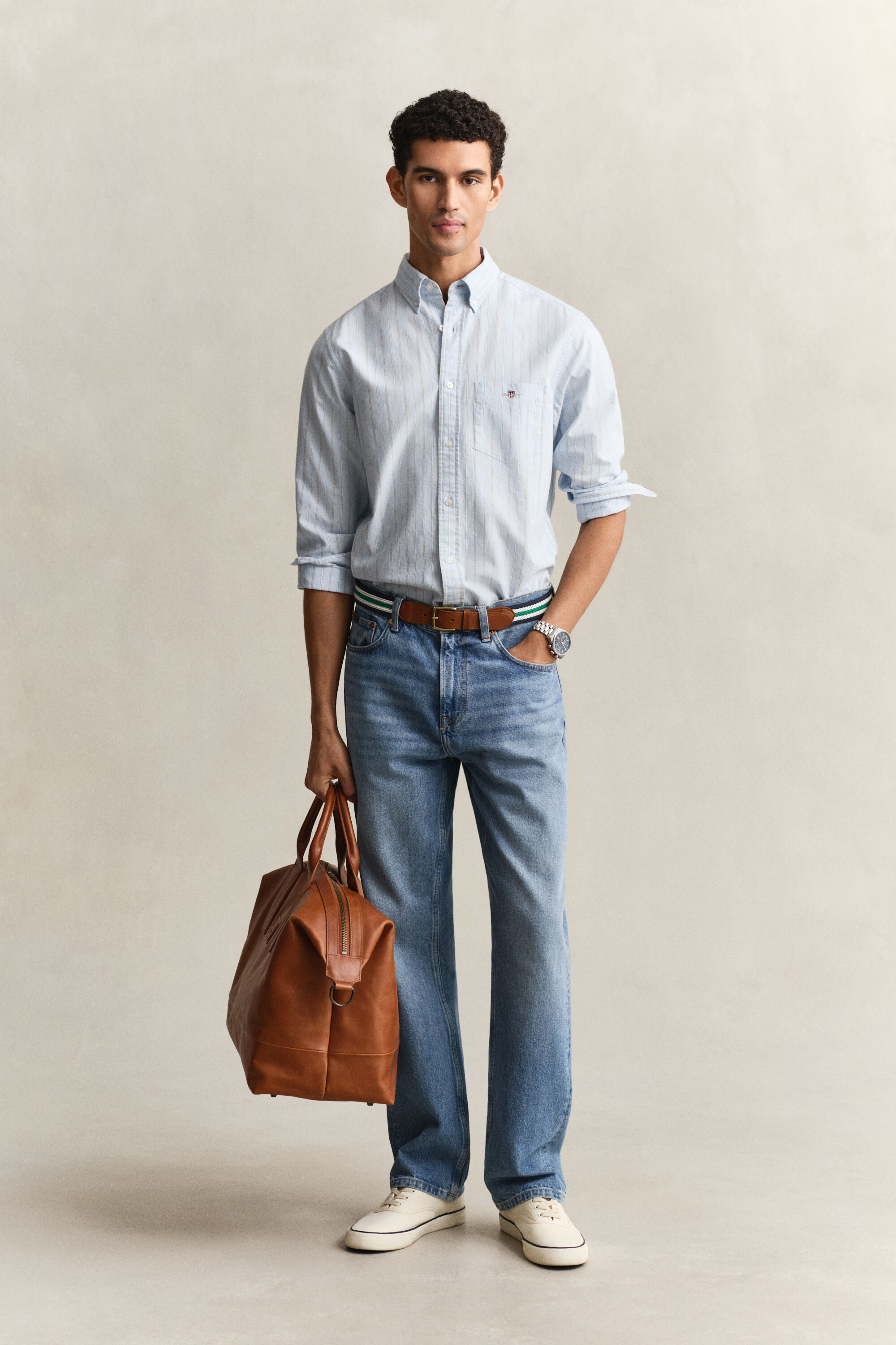 Chemise en coton Oxford classique à rayures