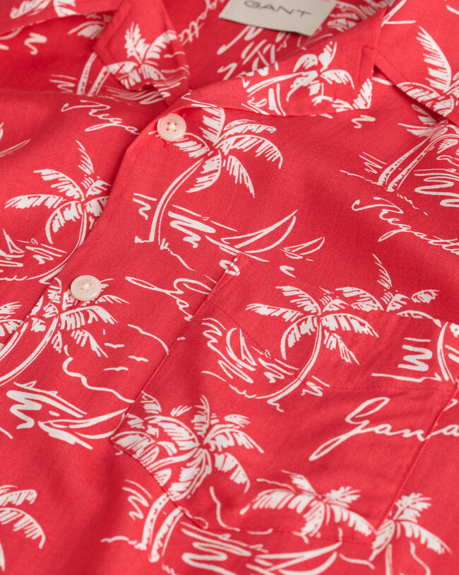 Chemise coupe décontractée à imprimé île tropicale