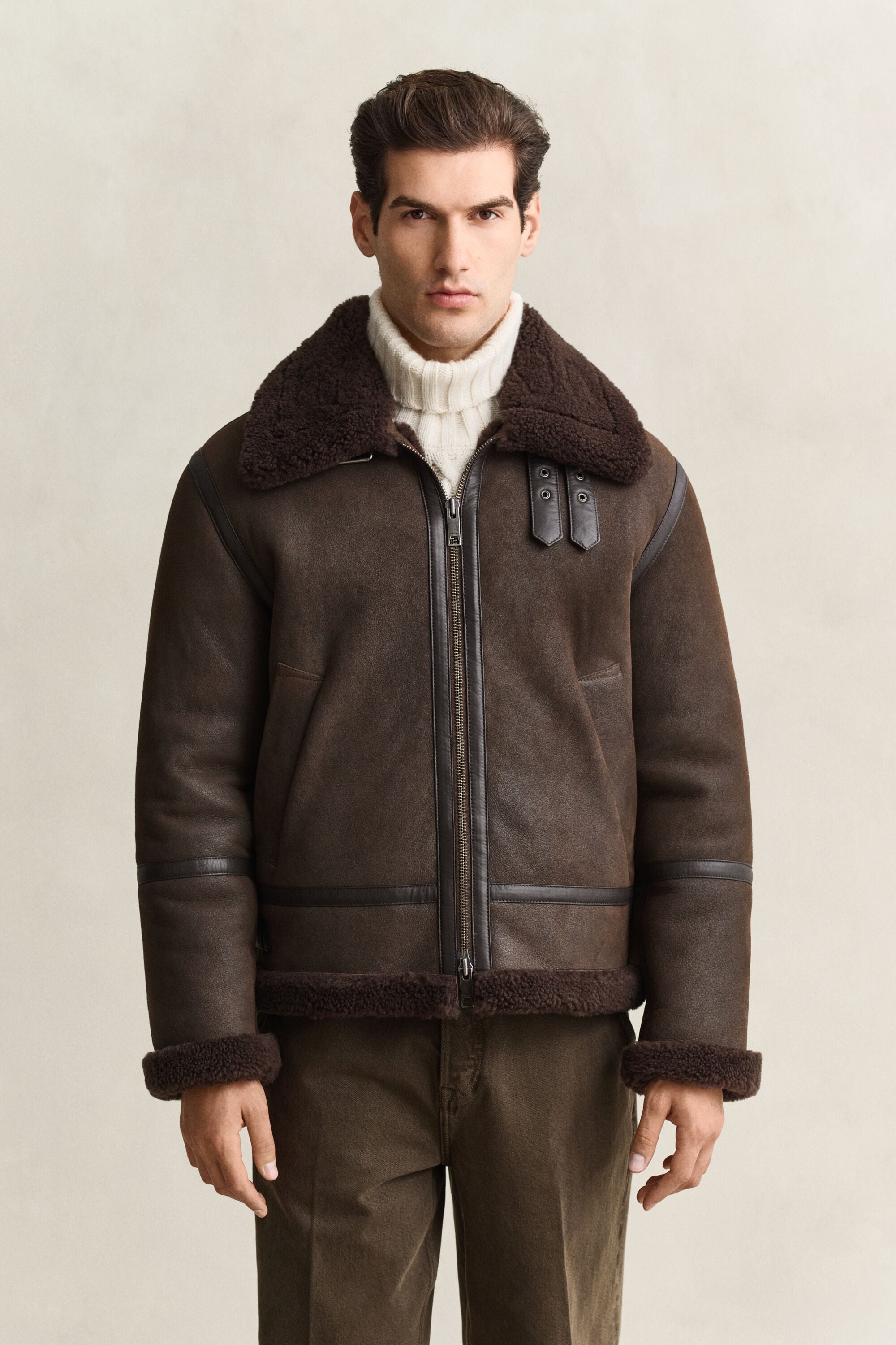 Veste en peau lainée
