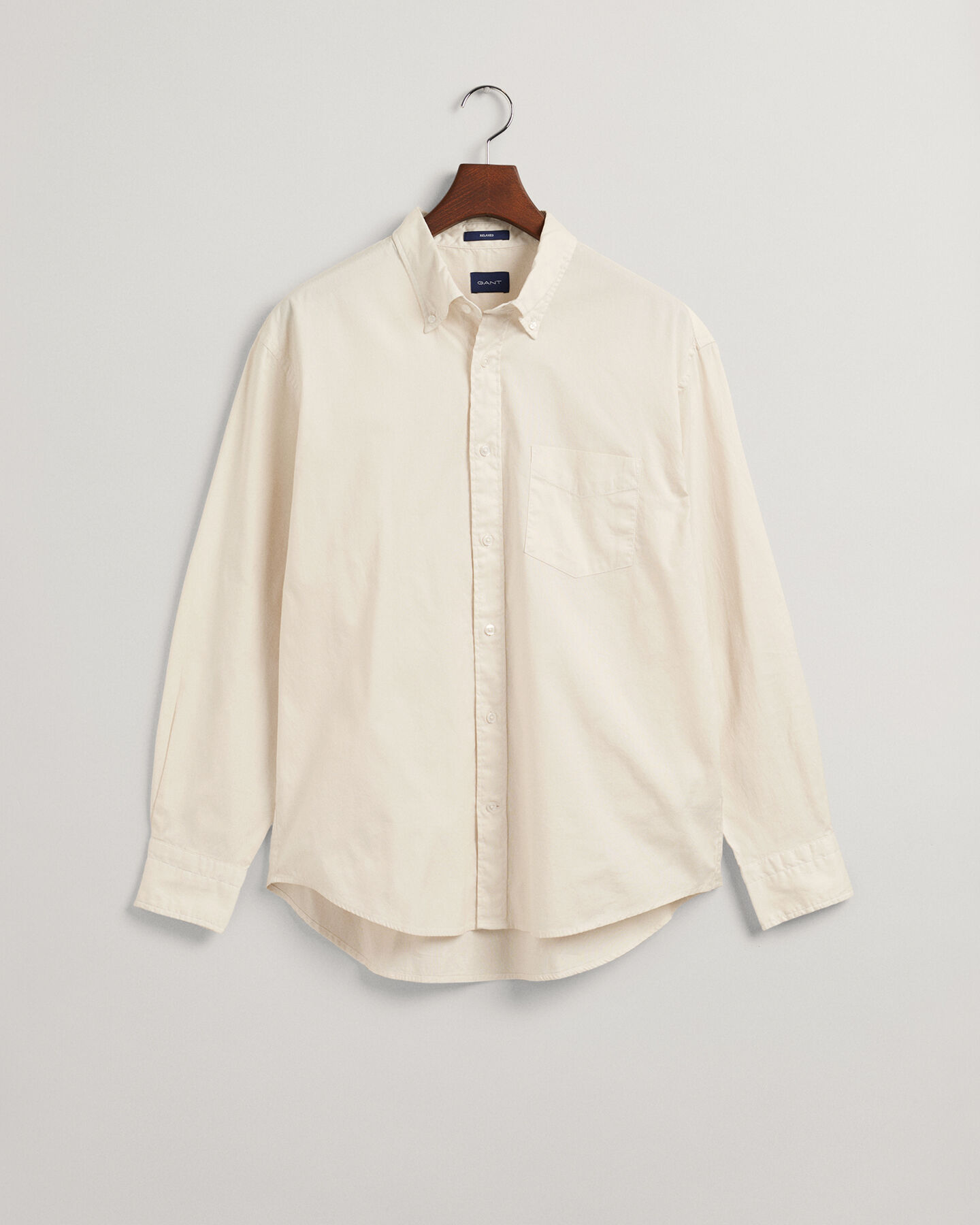 Chemise relaxed fit en coton Oxford teint en pi&egrave;ce
