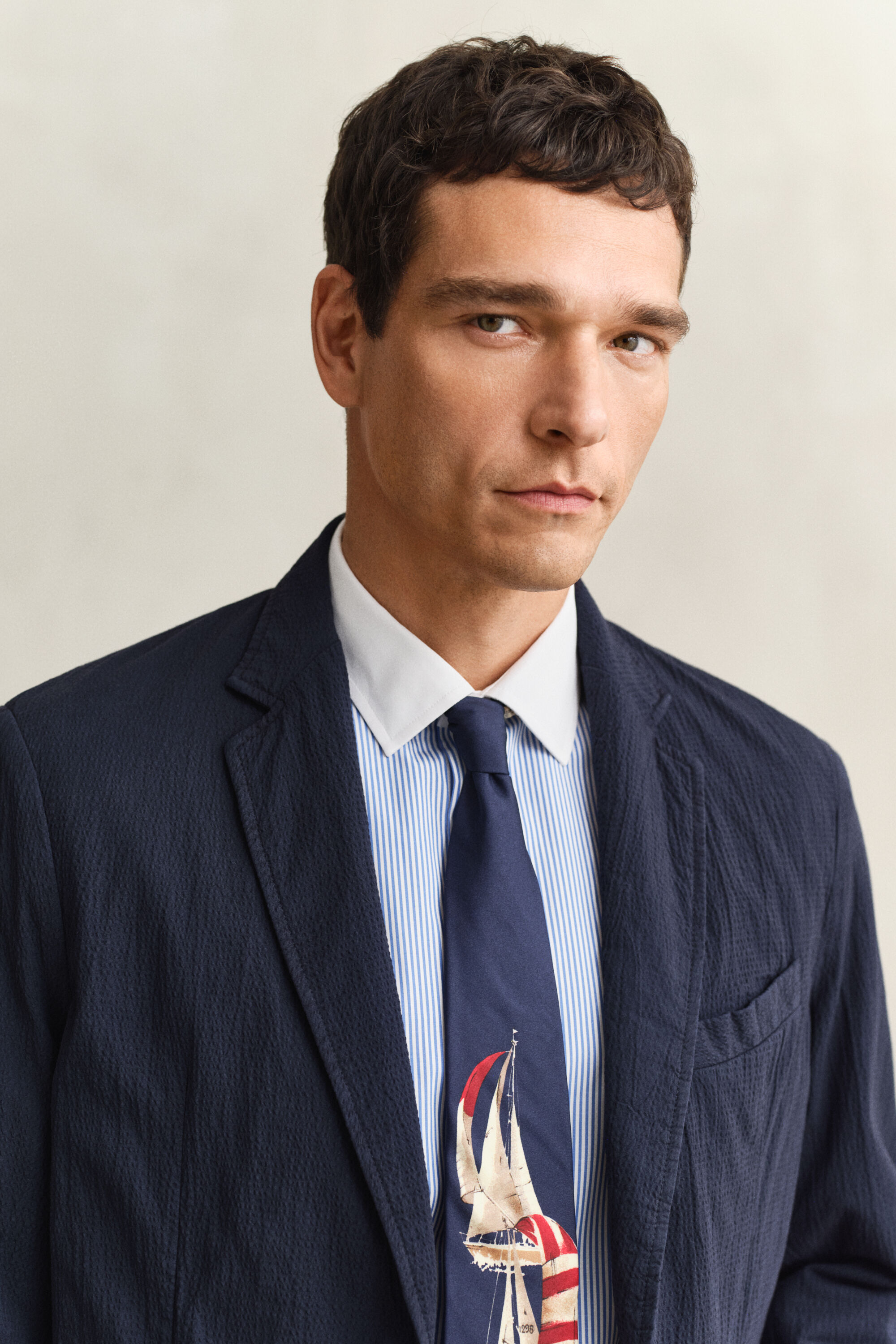 Veste blazer en seersucker